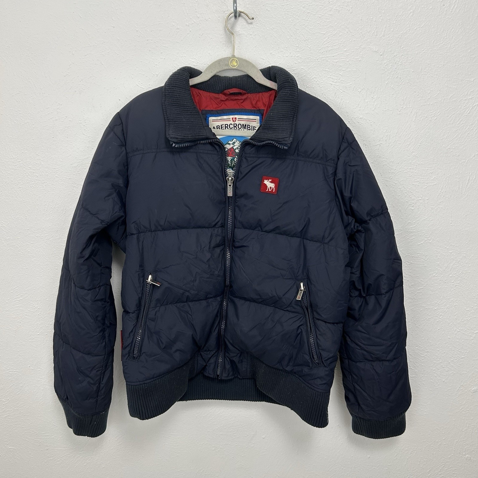 Abercrombie & Fitch 90s Vtg Puffer Down Jacket Navy Blue Big Silhouette Size Xl